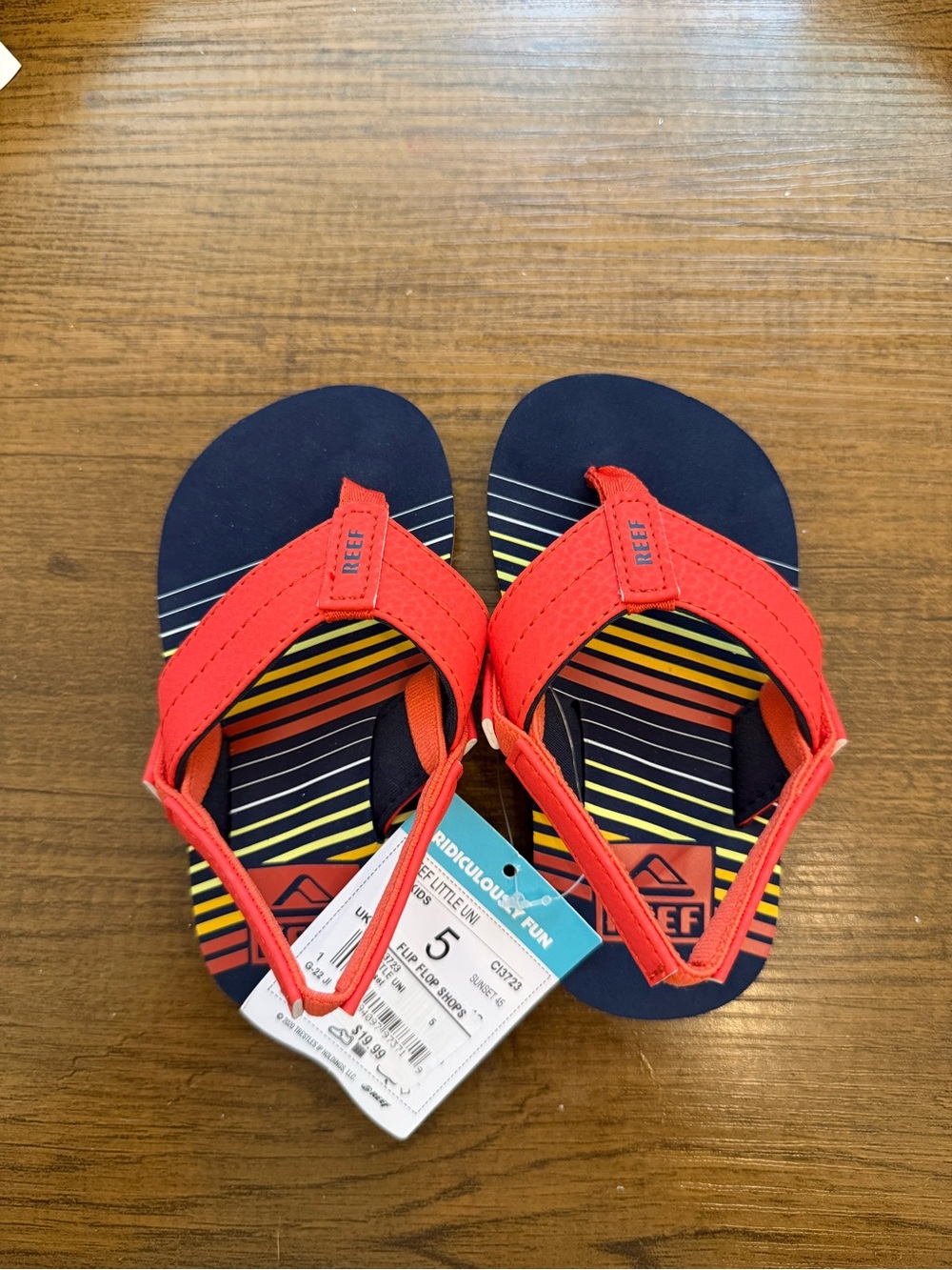 Reef Kids Red and Navy Striped Flip Flops